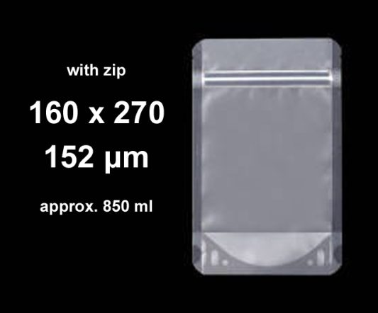 Stand-Up w/ Zip Clear 160 x 270|Stand-Up Pouches|Barnco